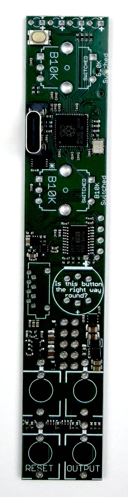 Front of the programmed Radio Music PCB before build