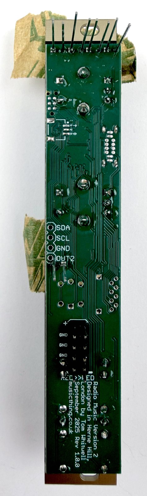 Back of Radio Music PCB after first stage soldering