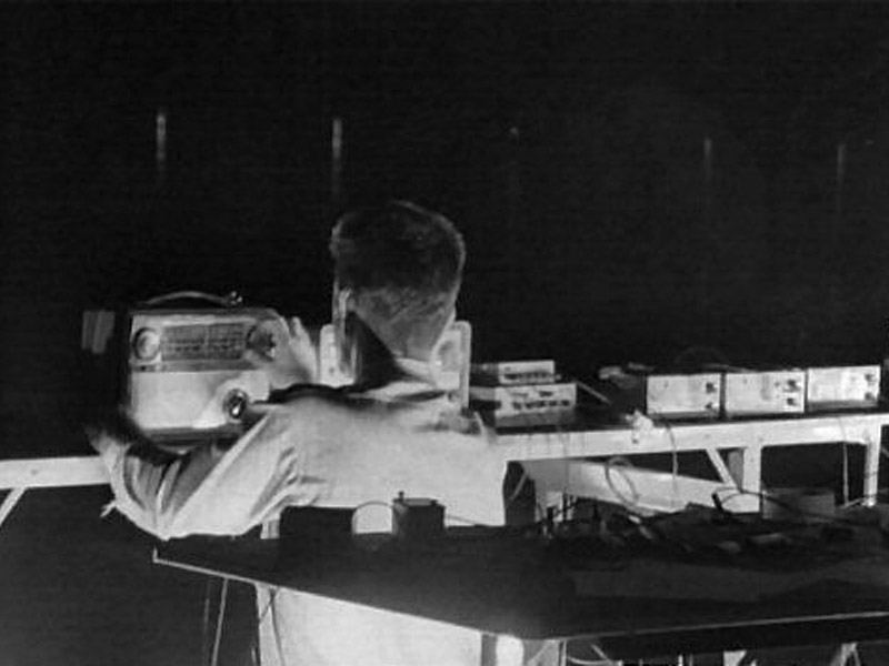 John Cage performing Variations VII in 1966